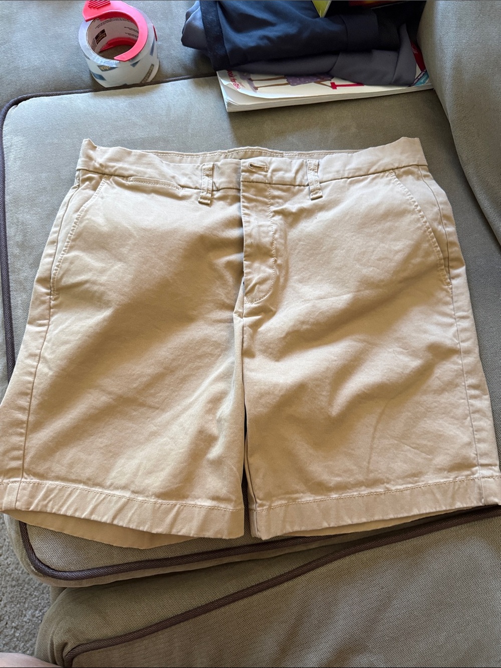 Tommy Hilfiger Khaki Flat Front Cotton Shorts